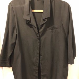 Black Silk 3/4 Blouse - LIKE NEW